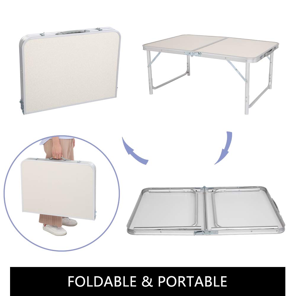 3ft Lightweight Aluminum Folding Picnic Camping Table with Carry Handle X5187