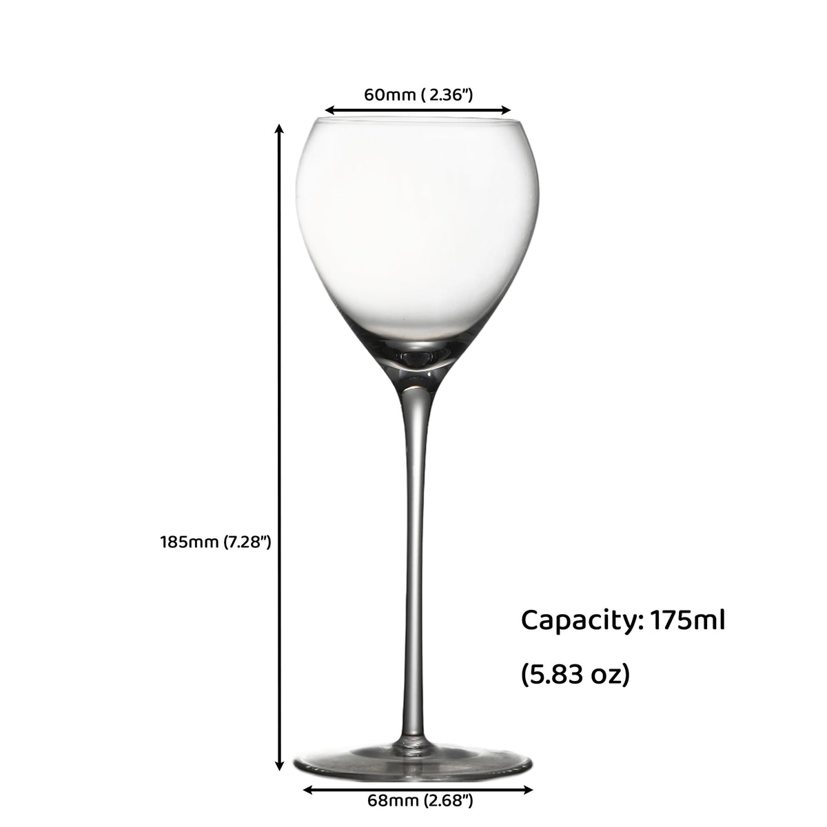 Hand Blown Crystal Cocktail Glasses Set of 6, 5.8Oz Clear B783