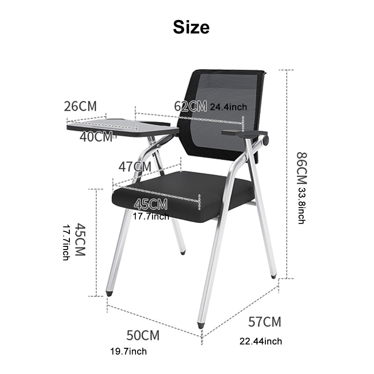 Mesh Guest Chair with Tablet Arm H9115