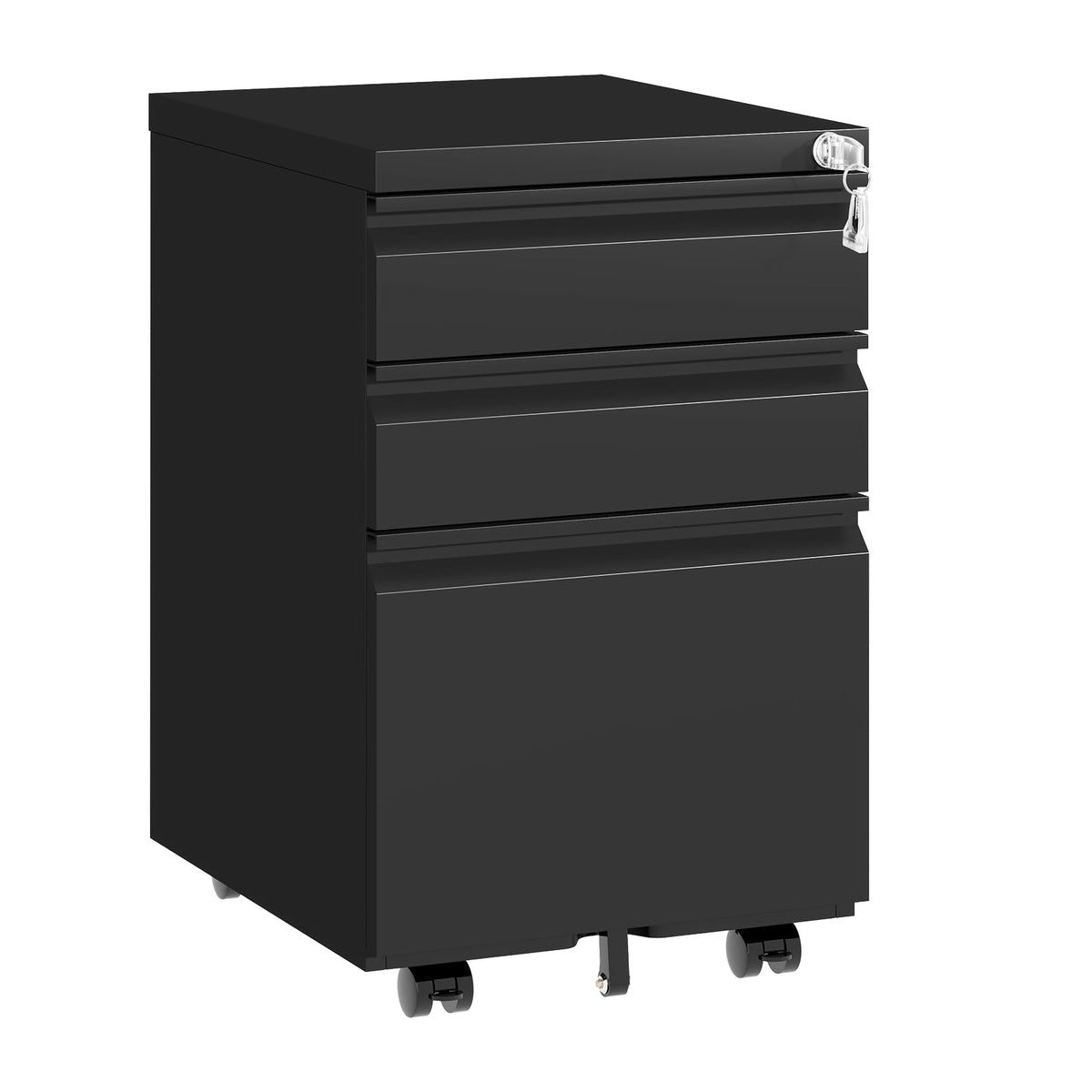 3 Drawer Black Steel File Cabinet with Lock M841