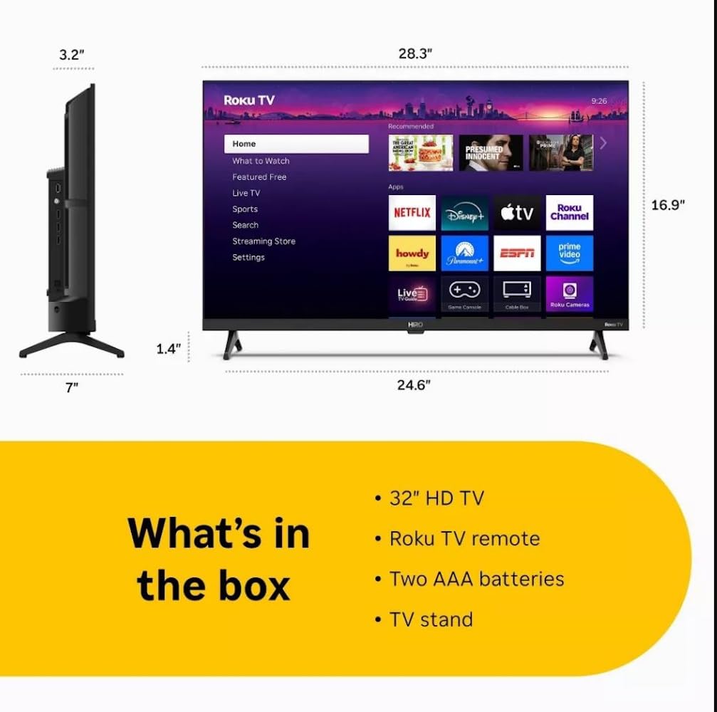 32" 720p HD Smart LED TV with Wi-Fi & Bluetooth F459448
