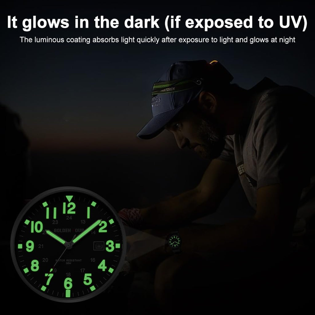 Nylon Slip-Thru Strap Watch with Military Time Easy Read Dial Glowing Hands L83385