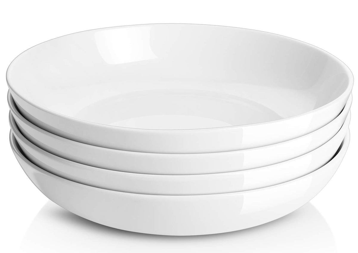 9.75" 50 Ounces Ceramic Pasta Bowls Set of 4 White J140