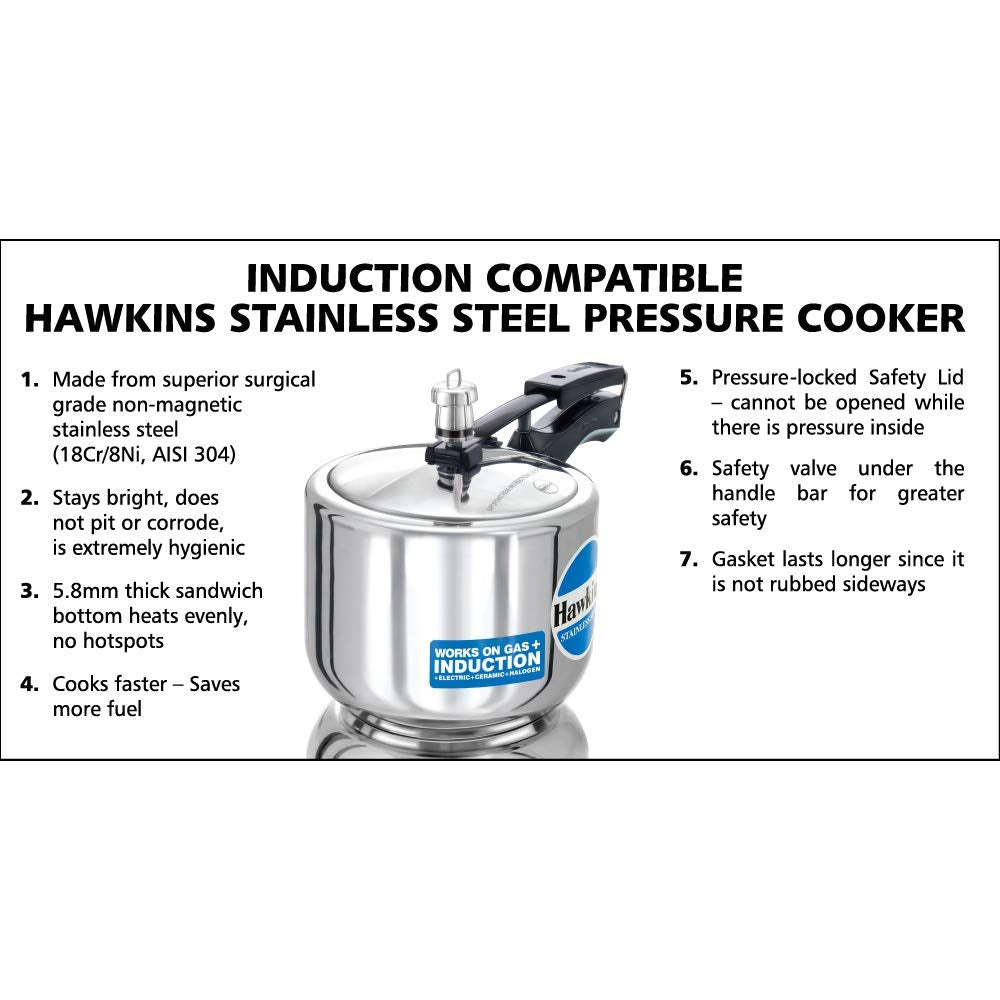 Stainless Steel Pressure Cooker, 3 Litres H464366