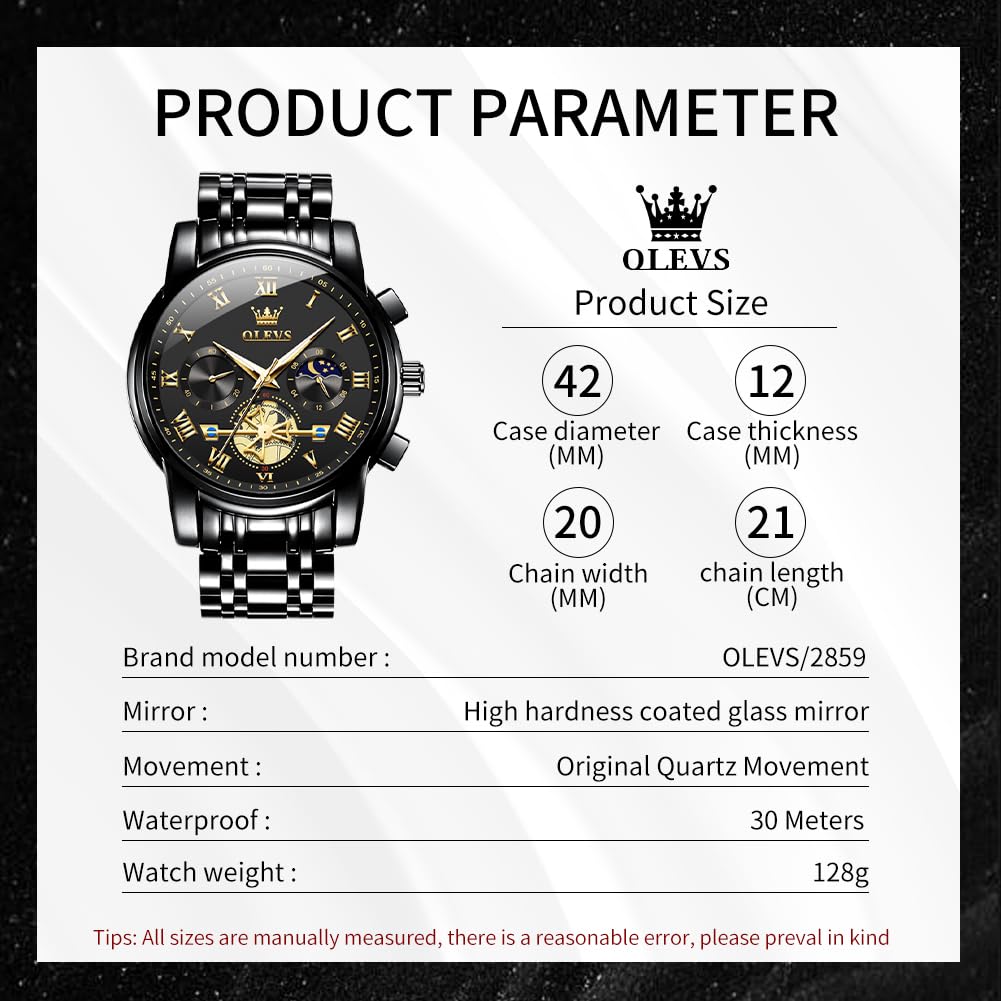 Waterproof Stainless Steel Multifunction Mens Watch L6133