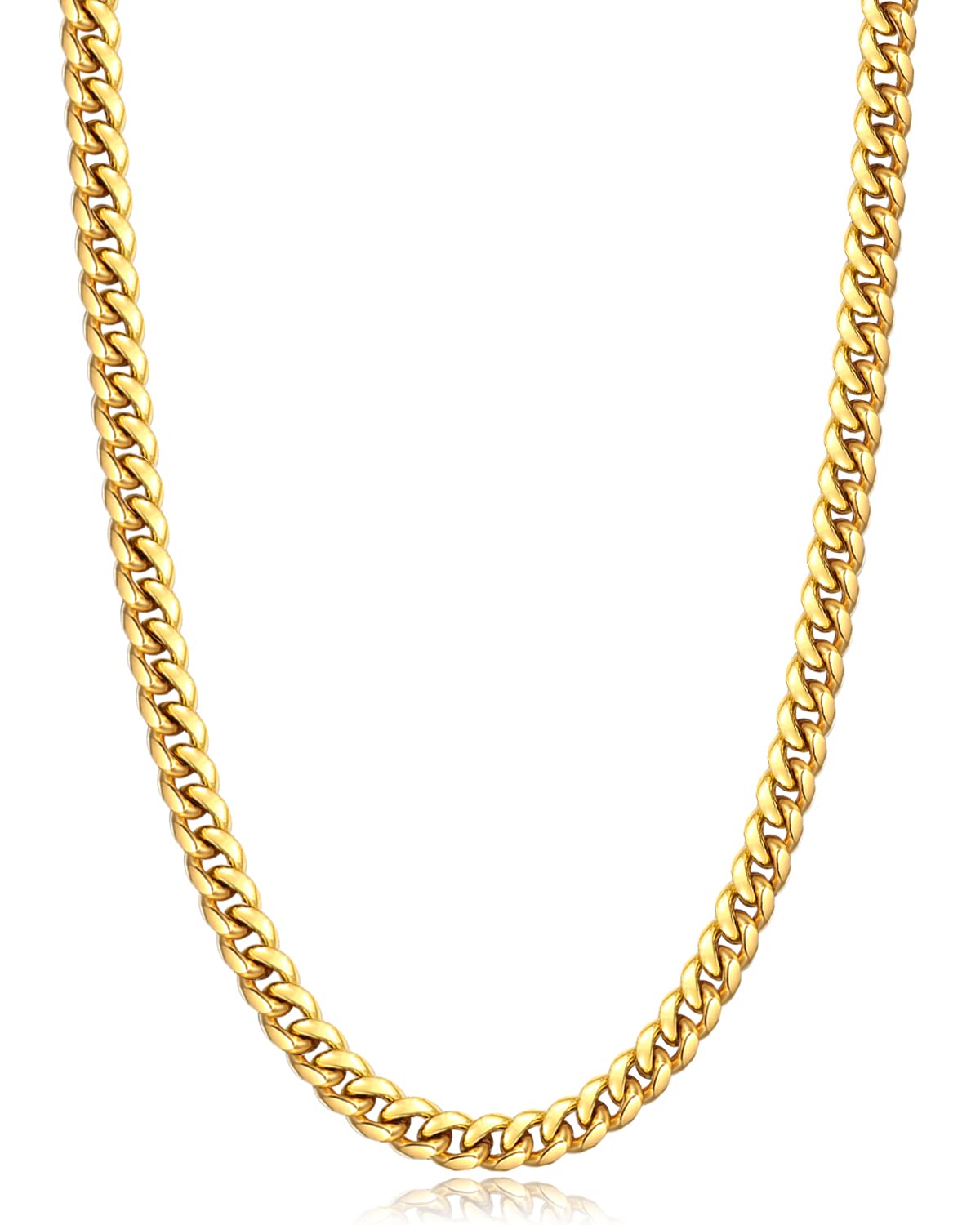 Cuban Link Chain Necklace 4mm 18K Gold Plated Stainless Steel M9907