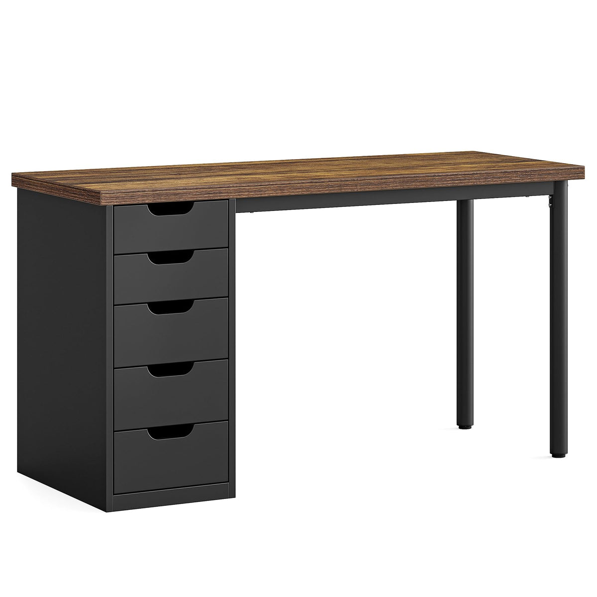 47 Inch Computer Desk with 5 Drawers Metal Frame Y433