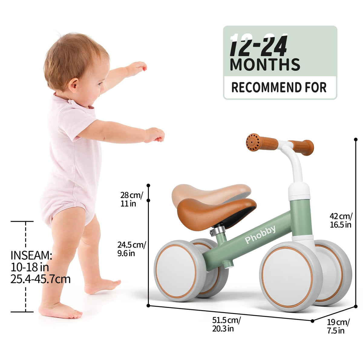 Green Adjustable Baby Balance Bike Z146495