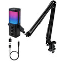 Black USB Condenser Microphone with Boom Arm F619