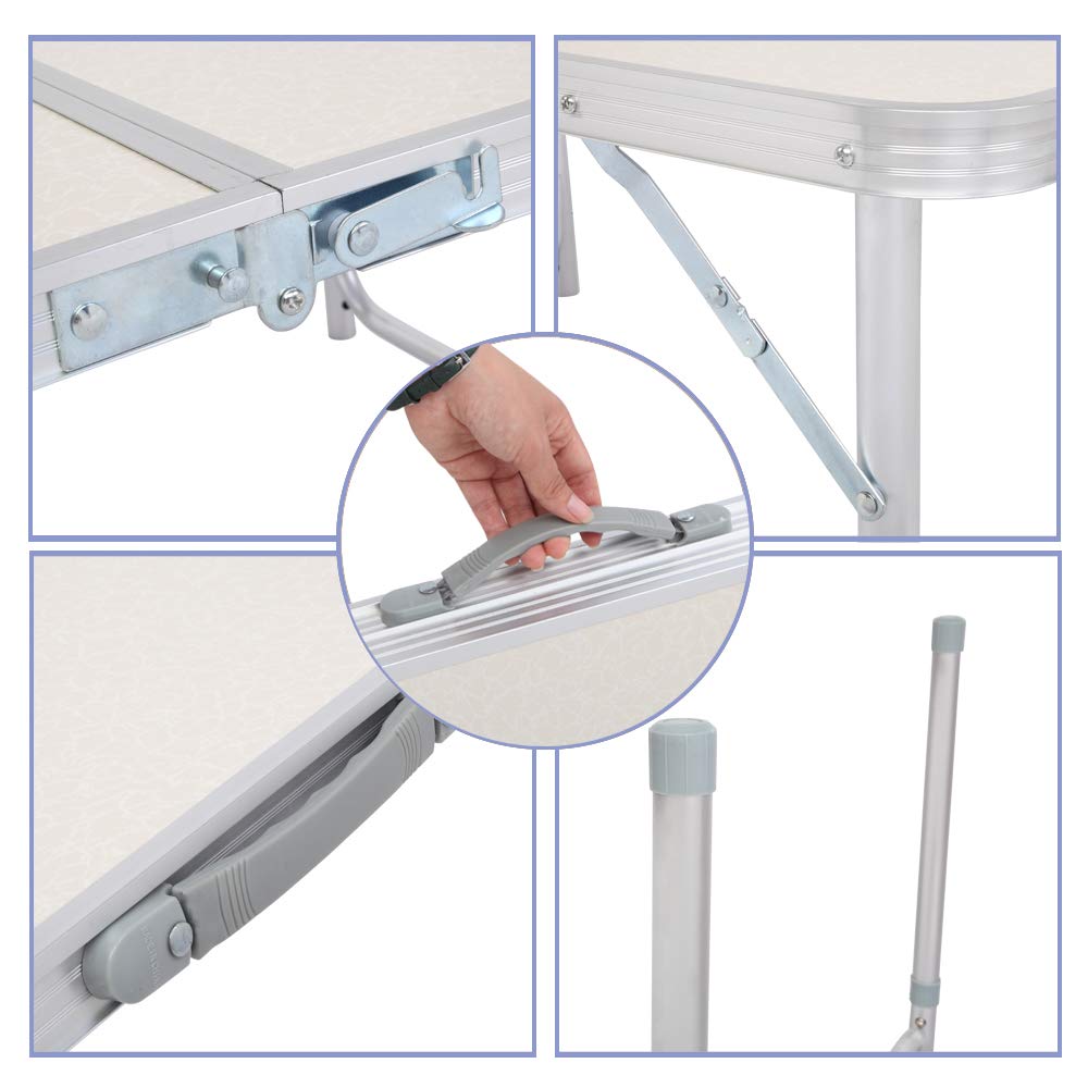 3ft Lightweight Aluminum Folding Picnic Camping Table with Carry Handle X5187