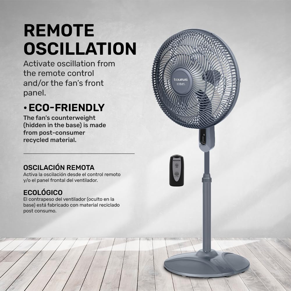 16” Pedestal Fan with Remote, Oscillating Standing Fan A84051