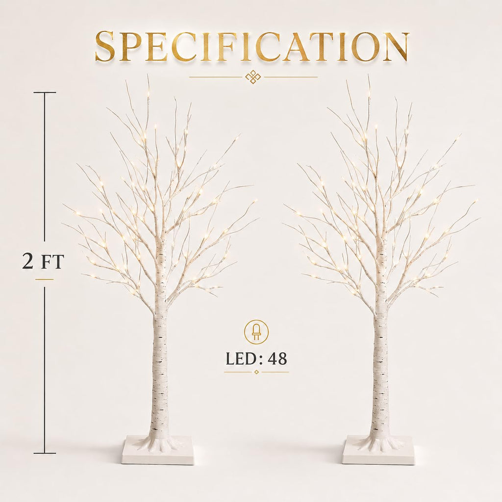 Birch Tree with Lights 2FT 2Pack R22858