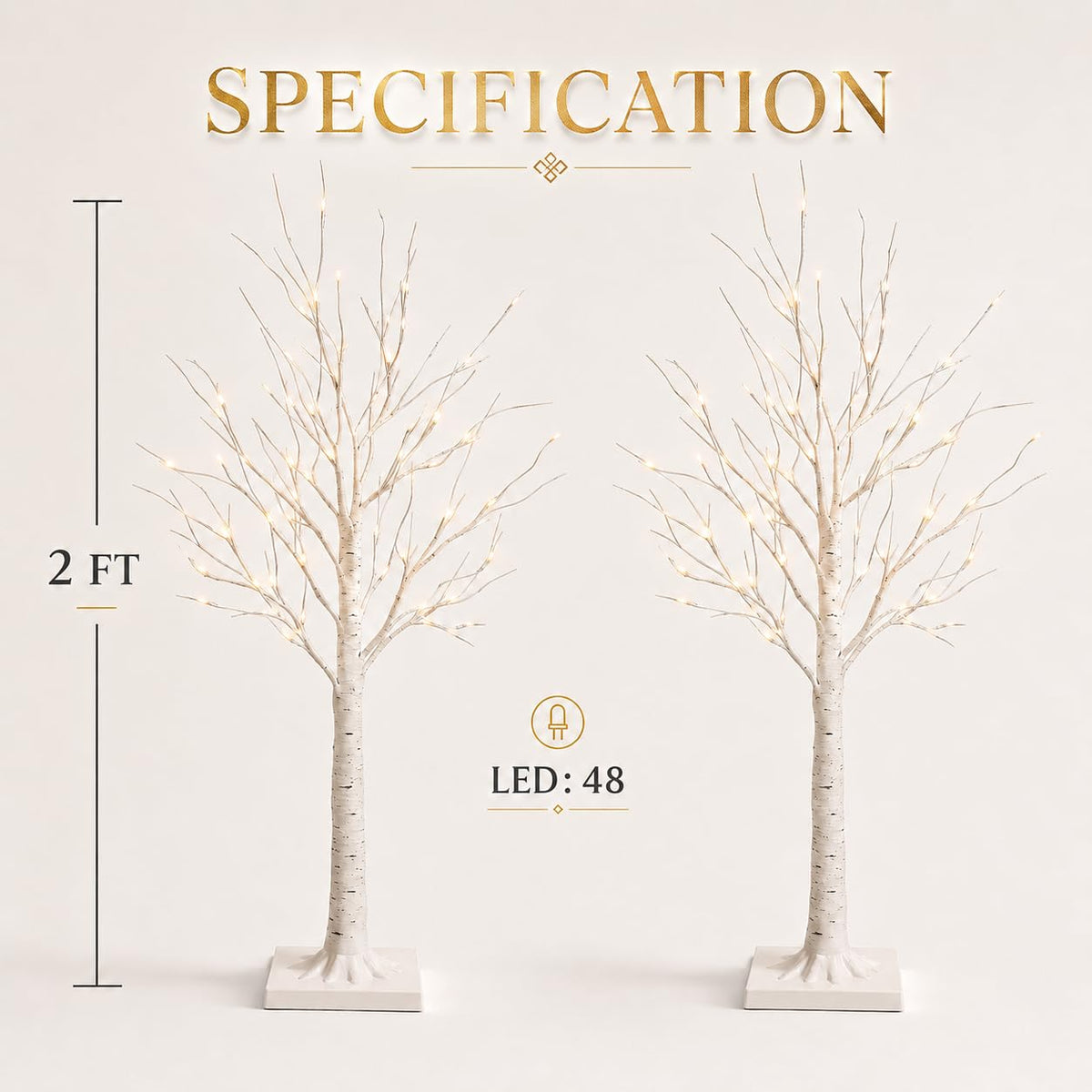 Birch Tree with Lights 2FT 2Pack R22858