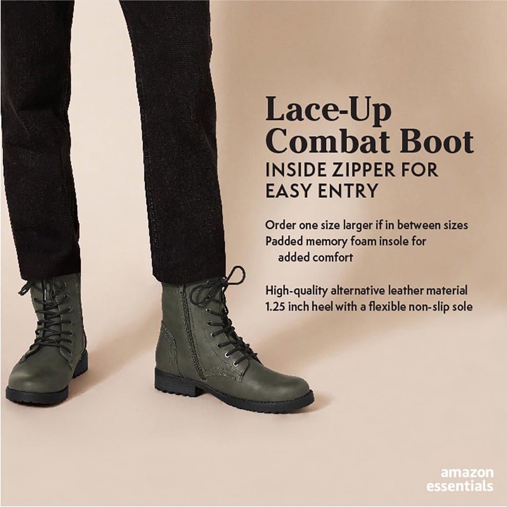 Lace-Up Ankle Boots with Side Zipper U5089