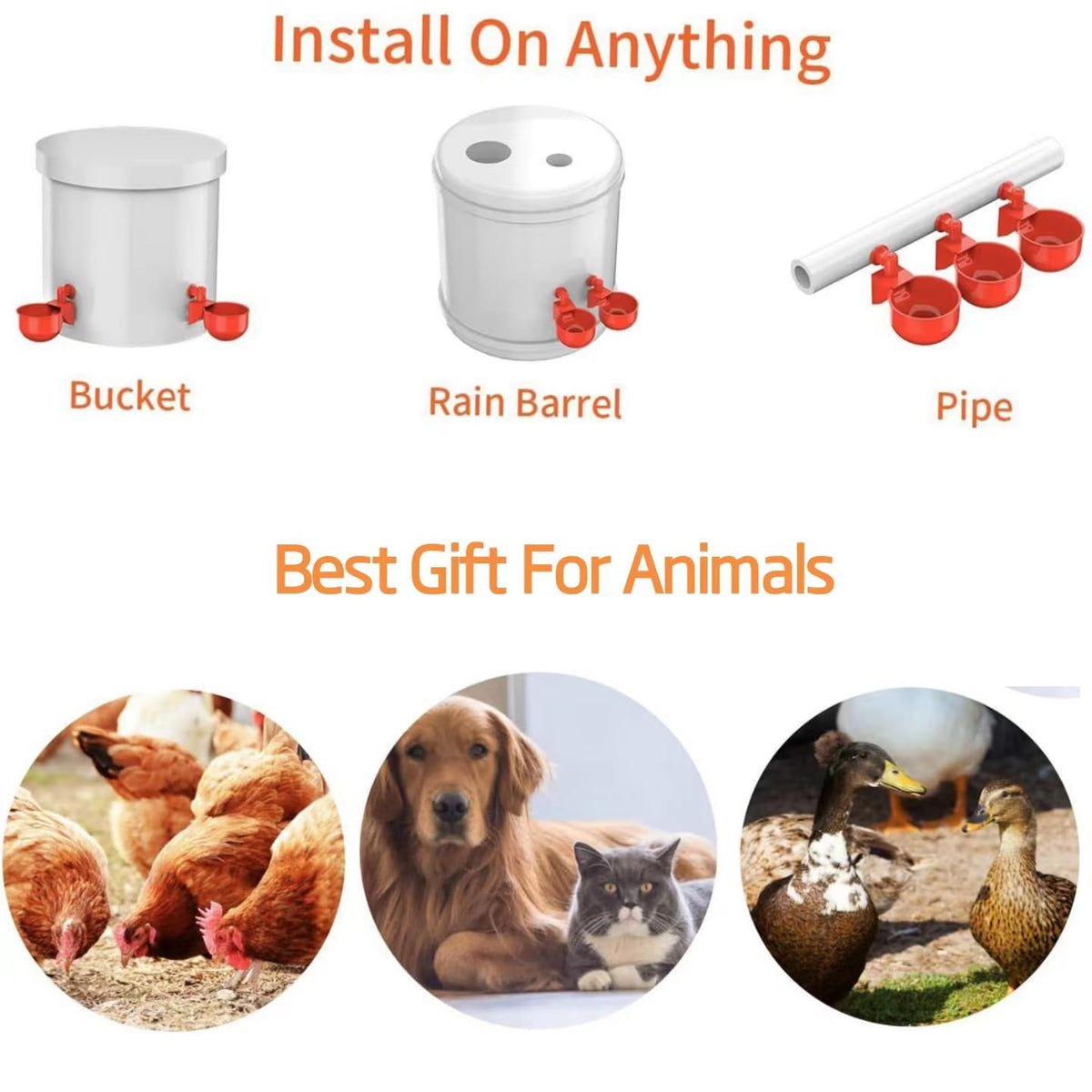 8 Pc Automatic Poultry Waterer Cups with Drill V35473