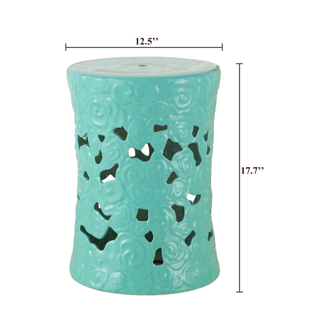 Teal Ceramic Garden Stool R7732
