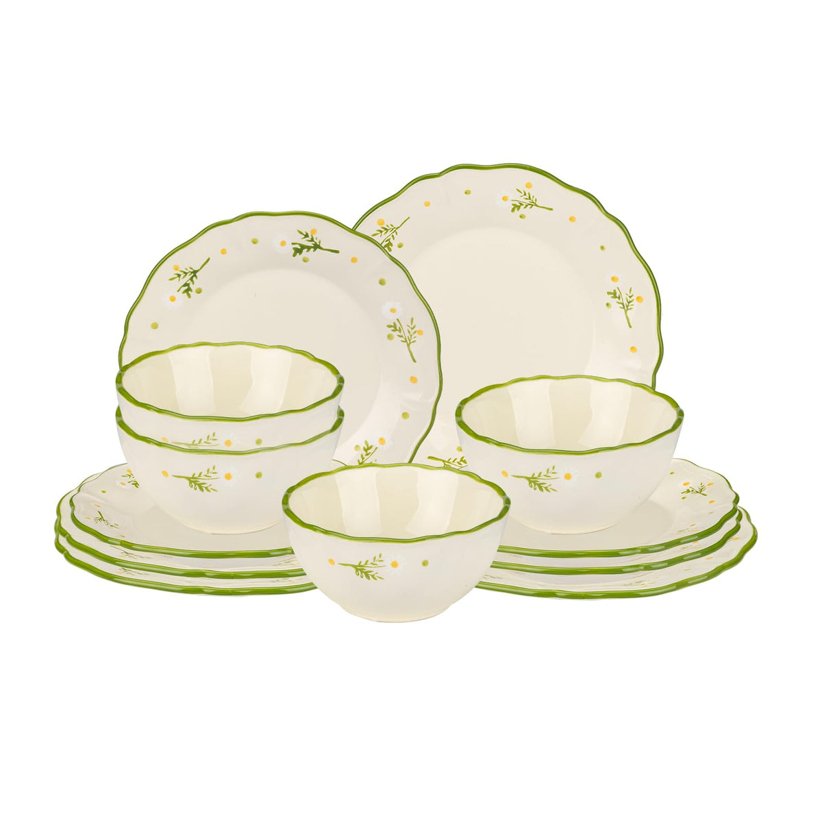 12-Piece Hand-painted Ceramic Dinnerware Set C704414
