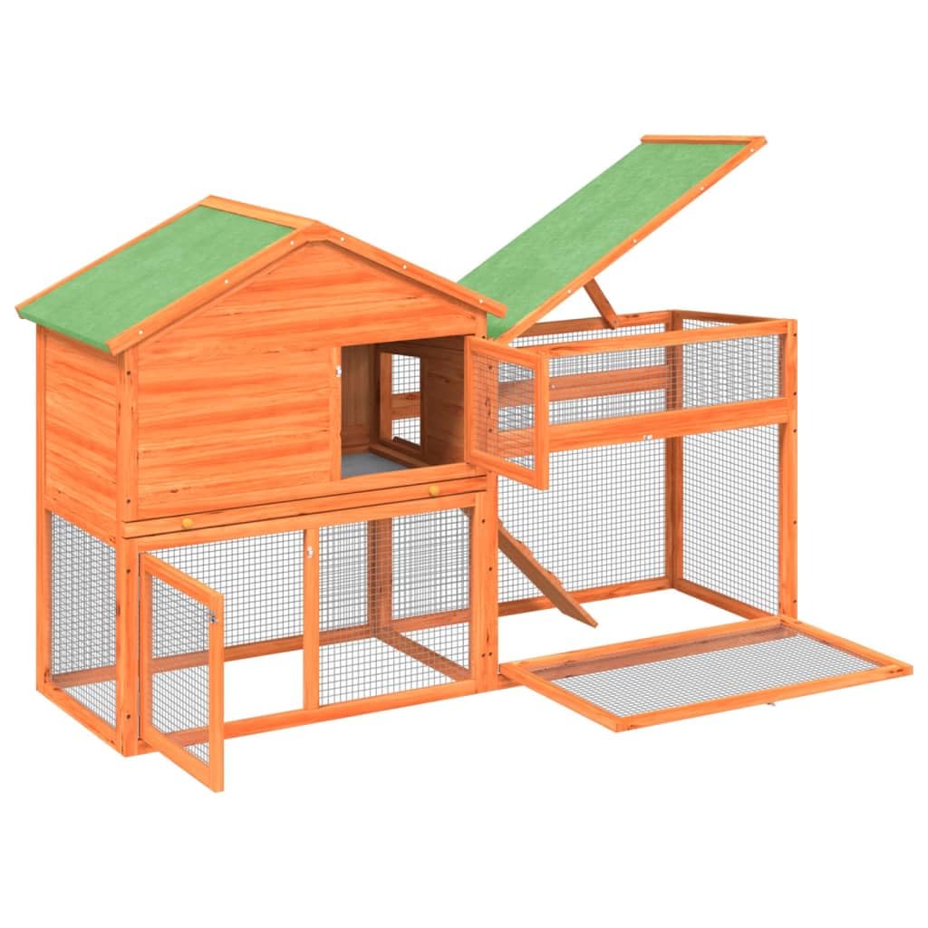 73 Inch 2 Tier Wooden Small Animal Cage Z58155