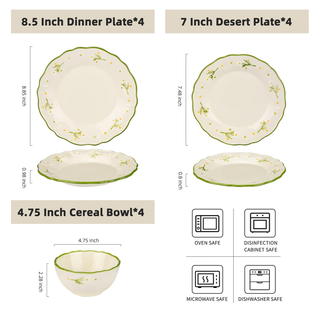 12-Piece Hand-painted Ceramic Dinnerware Set C704414