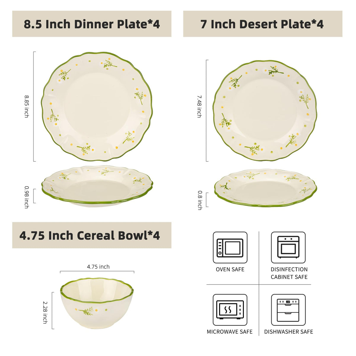 12-Piece Hand-painted Ceramic Dinnerware Set C704414