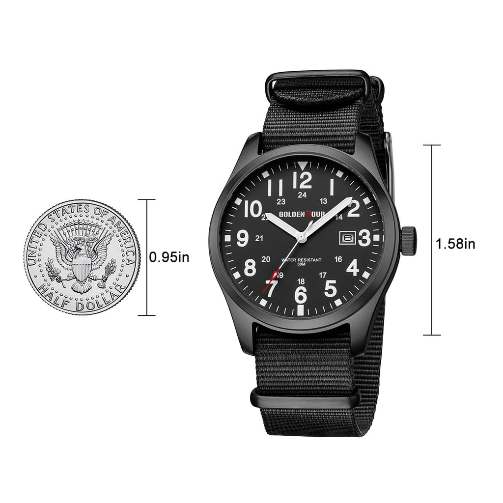 Nylon Slip-Thru Strap Watch with Military Time Easy Read Dial Glowing Hands L83385