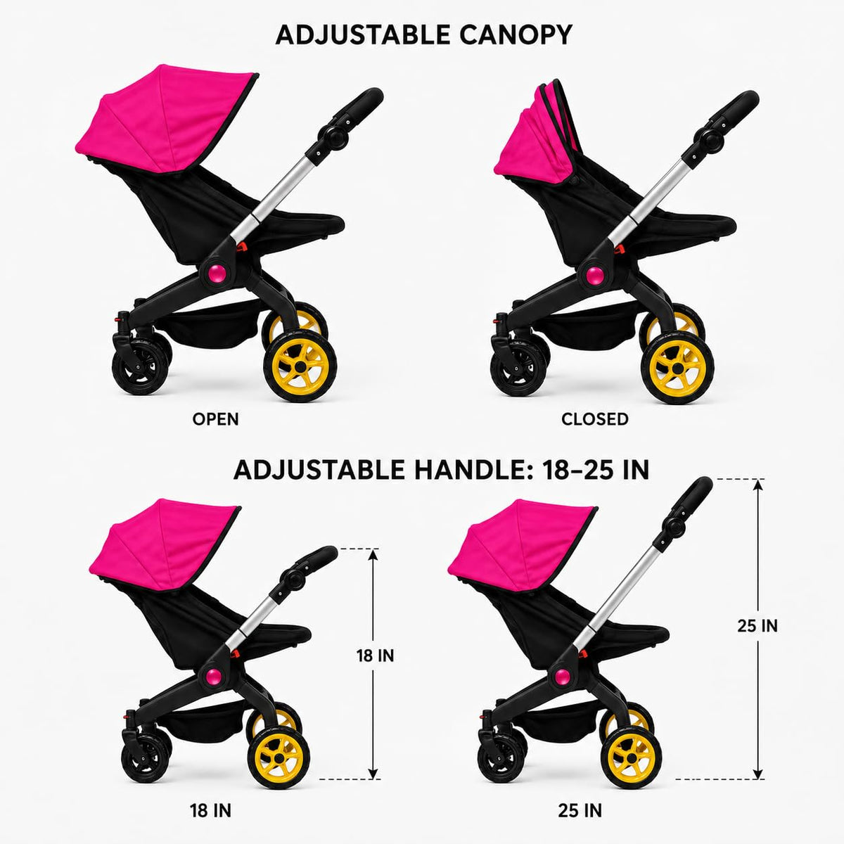 Pink Convertible 2 in 1 Doll Stroller and Car Seat A59311