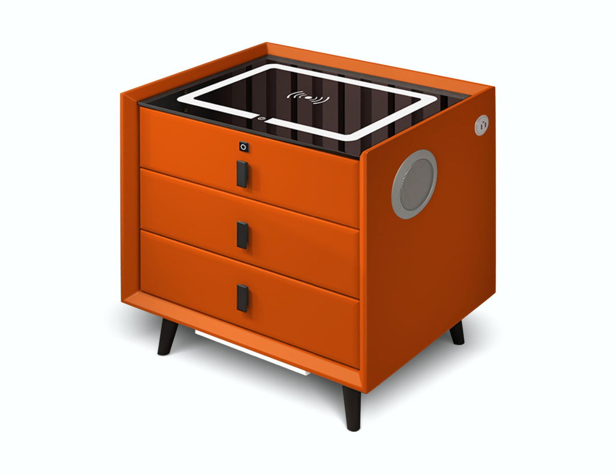 Orange 3 Drawer Smart Nightstand with Wireless Charging B43601
