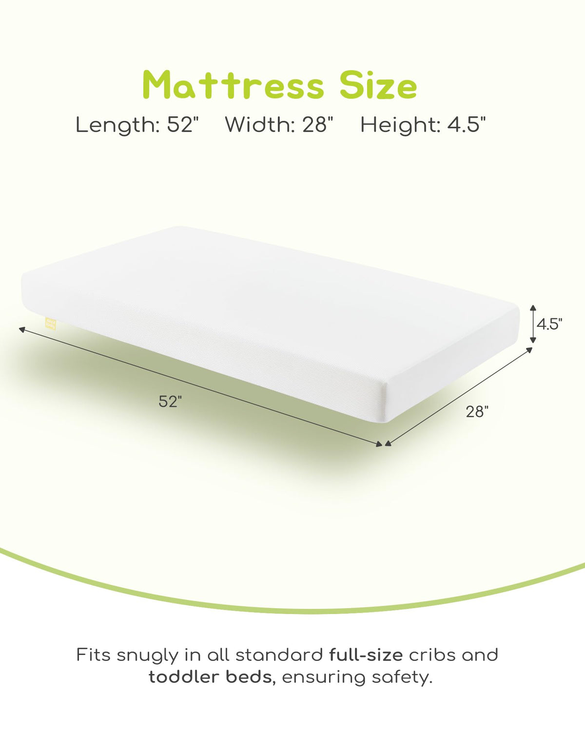 Breathable Standard Full Size Crib Mattress with Waterproof Machine Washable Cover H7538