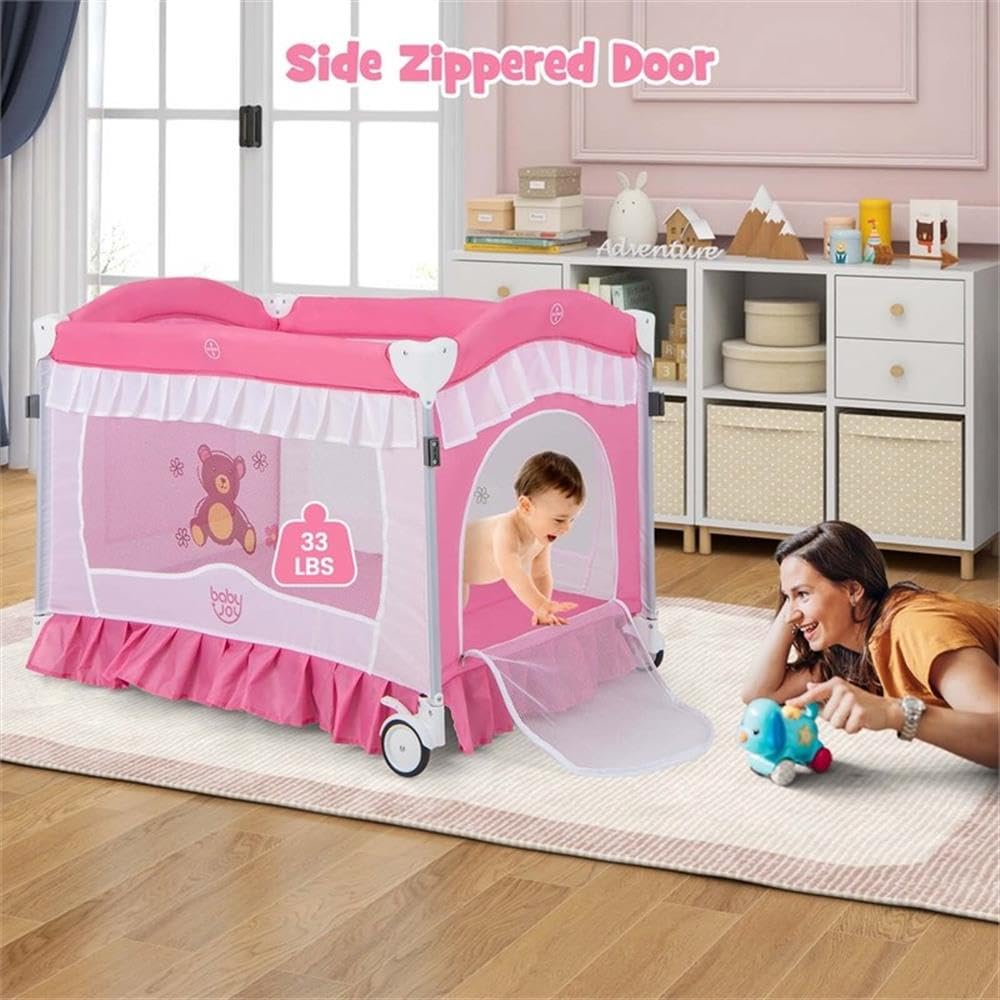 Portable Baby Crib 4-in-1 Pink A538