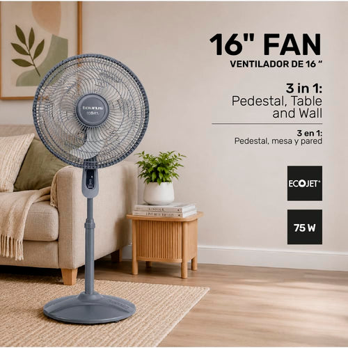 16” Pedestal Fan with Remote, Oscillating Standing Fan A84051