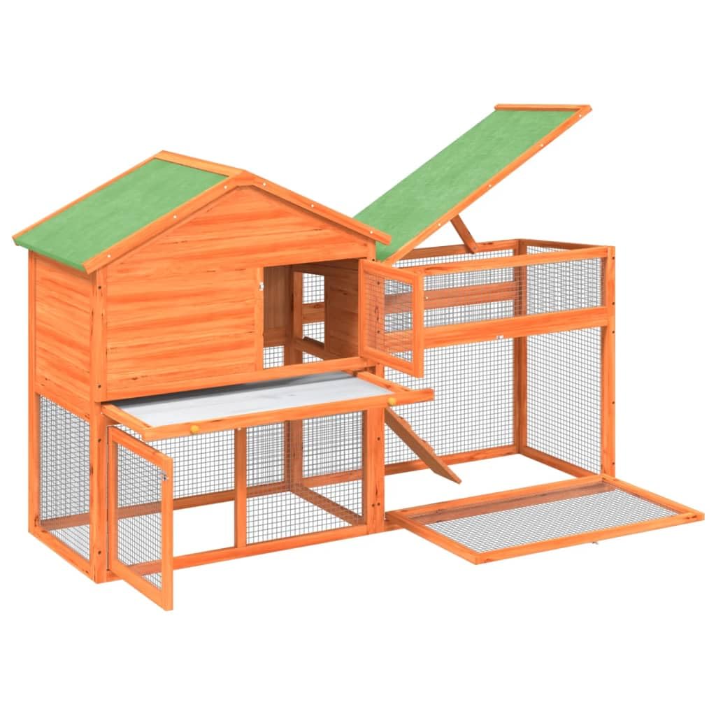 73 Inch 2 Tier Wooden Small Animal Cage Z58155