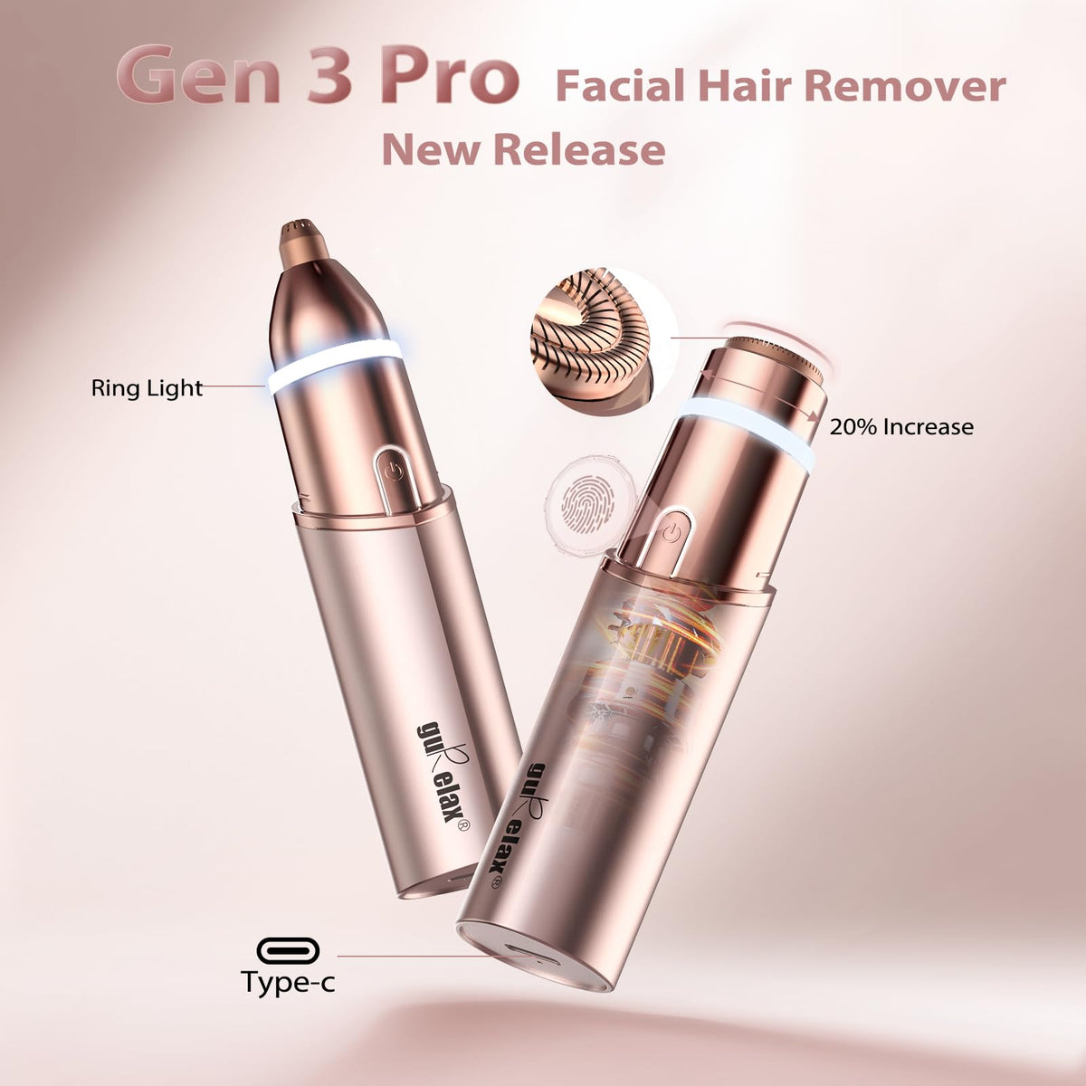 2-in-1 Electric Facial Hair Removal & Eyebrow Shaver with Mirror Light O319967