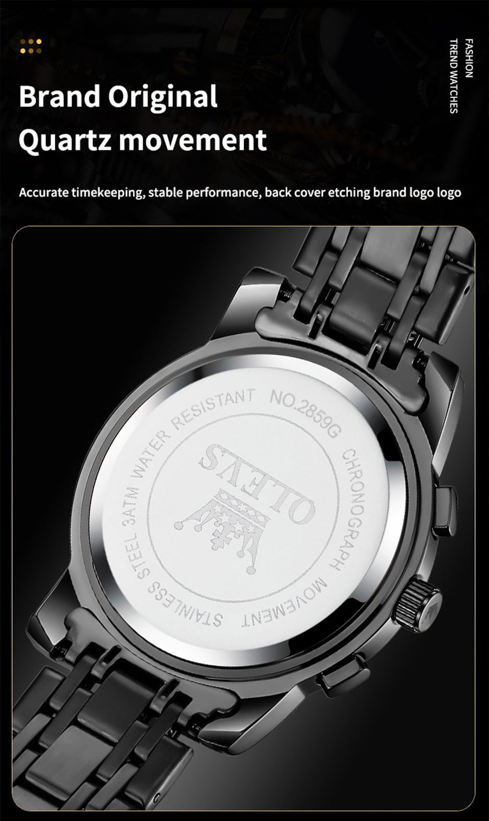 Waterproof Stainless Steel Multifunction Mens Watch L6133