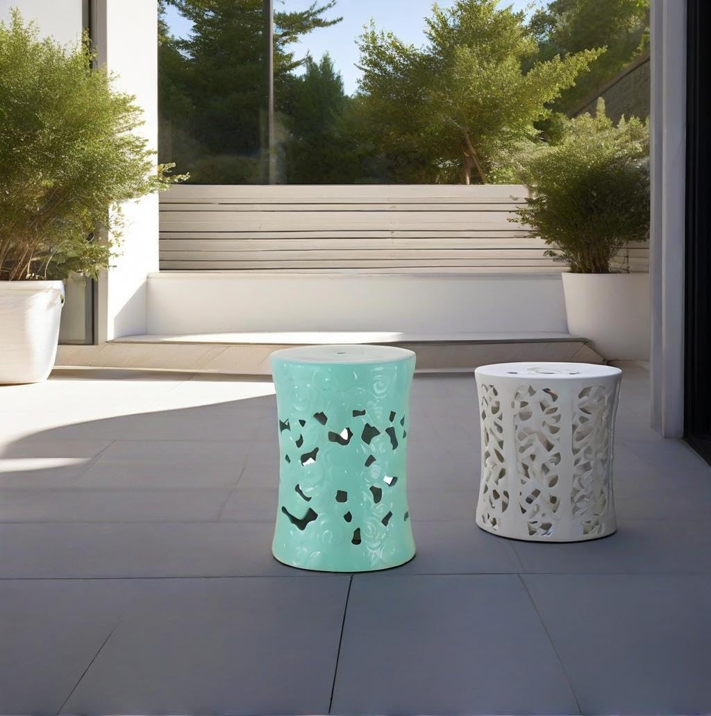 Teal Ceramic Garden Stool R7732