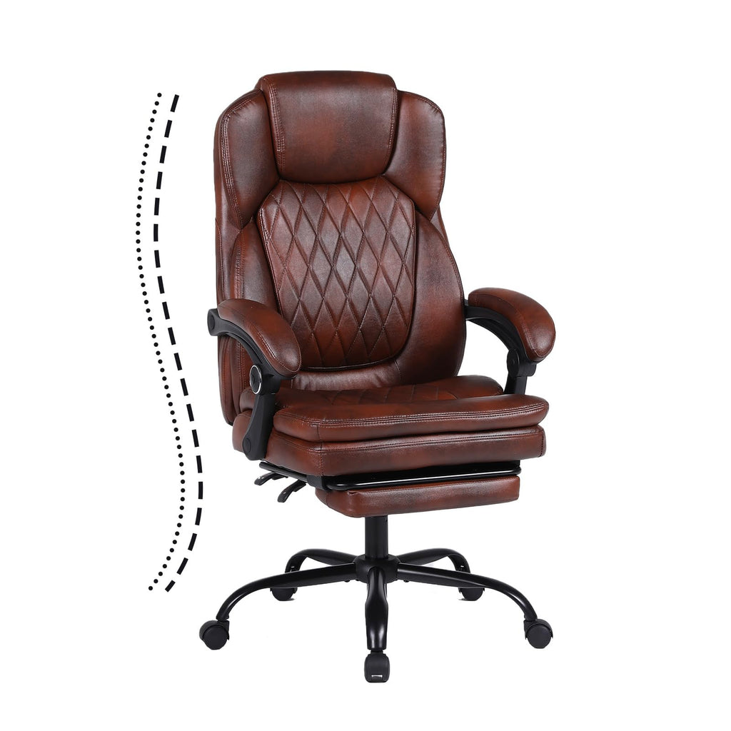Big and Tall Ergonomic High Back PU Leather Reclining Office Chair with Footrest C513