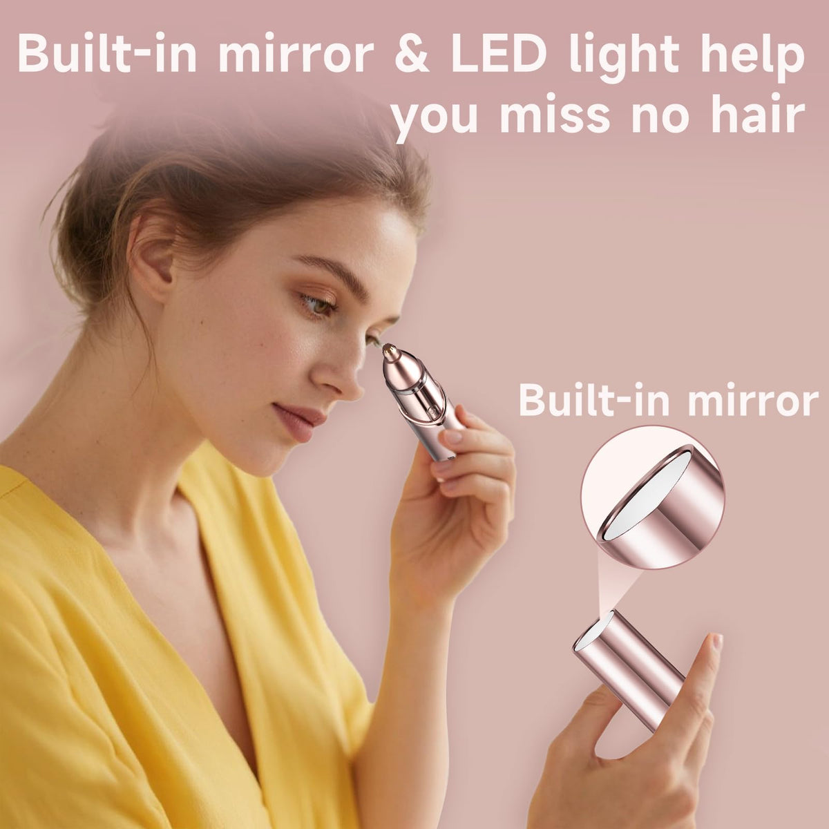 2-in-1 Electric Facial Hair Removal & Eyebrow Shaver with Mirror Light O319967