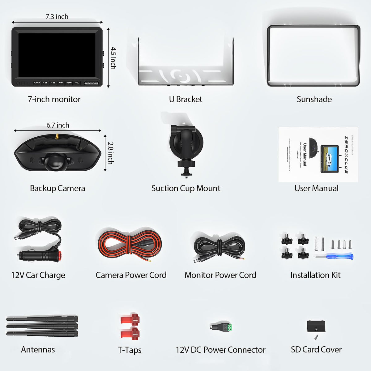 1080P 7" Wireless RV Backup Camera System with DVR Monitor Y60499