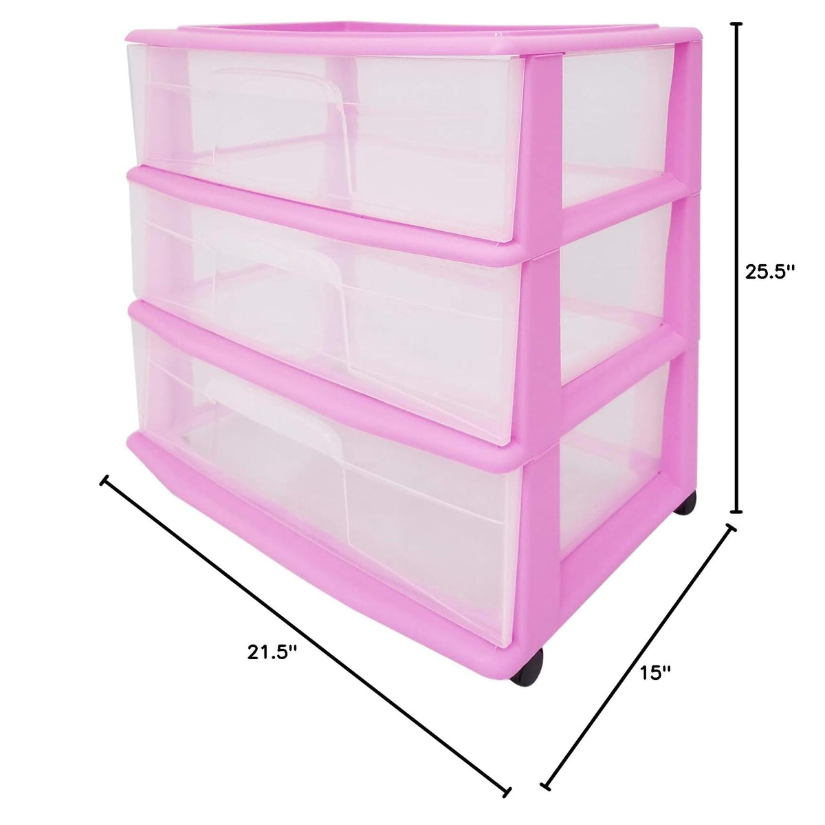 Wide Plastic 3 Drawer Storage Cart D9761