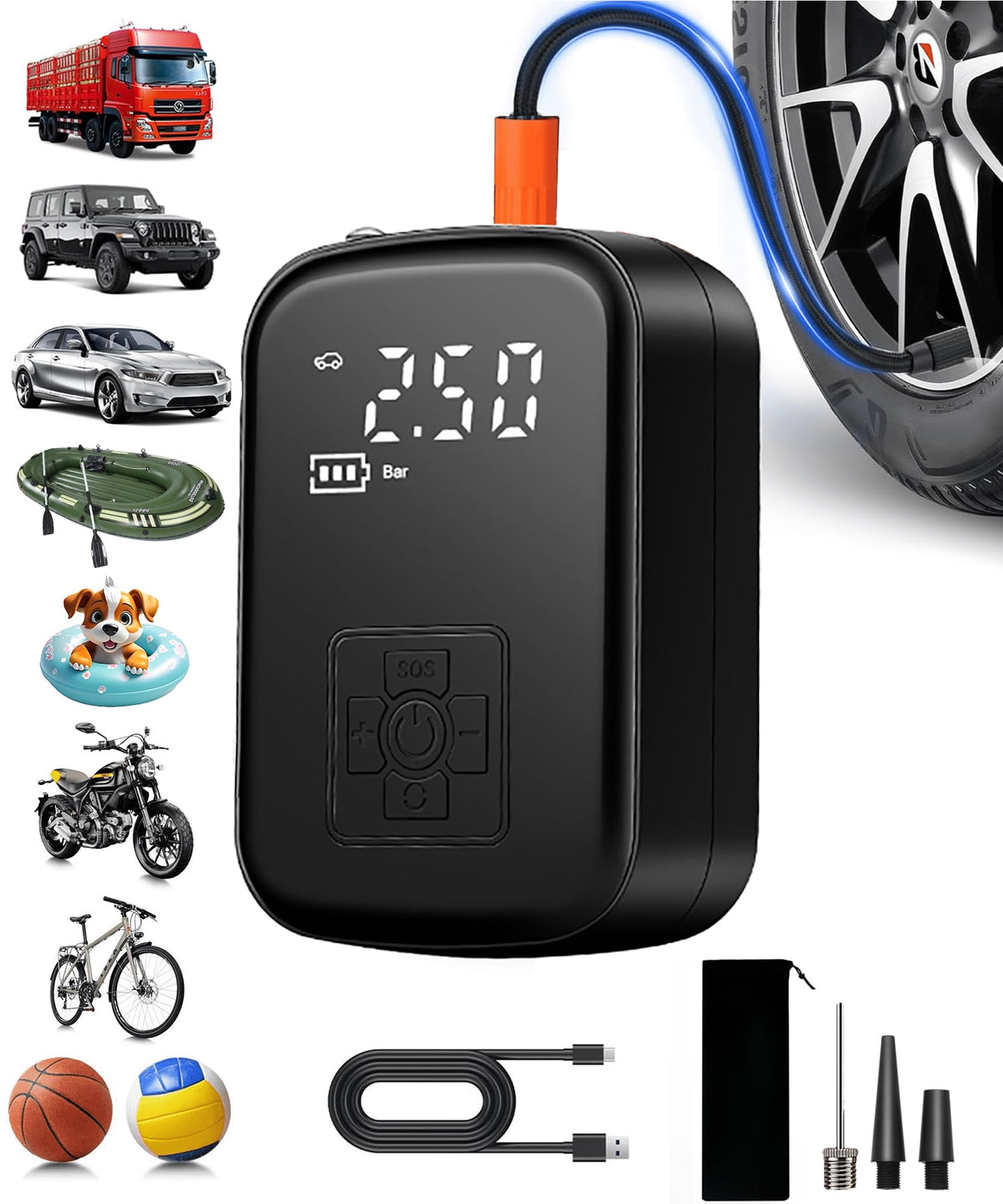 150 PSI Portable Air Compressor Tire Inflator with Pressure Gauge U702795