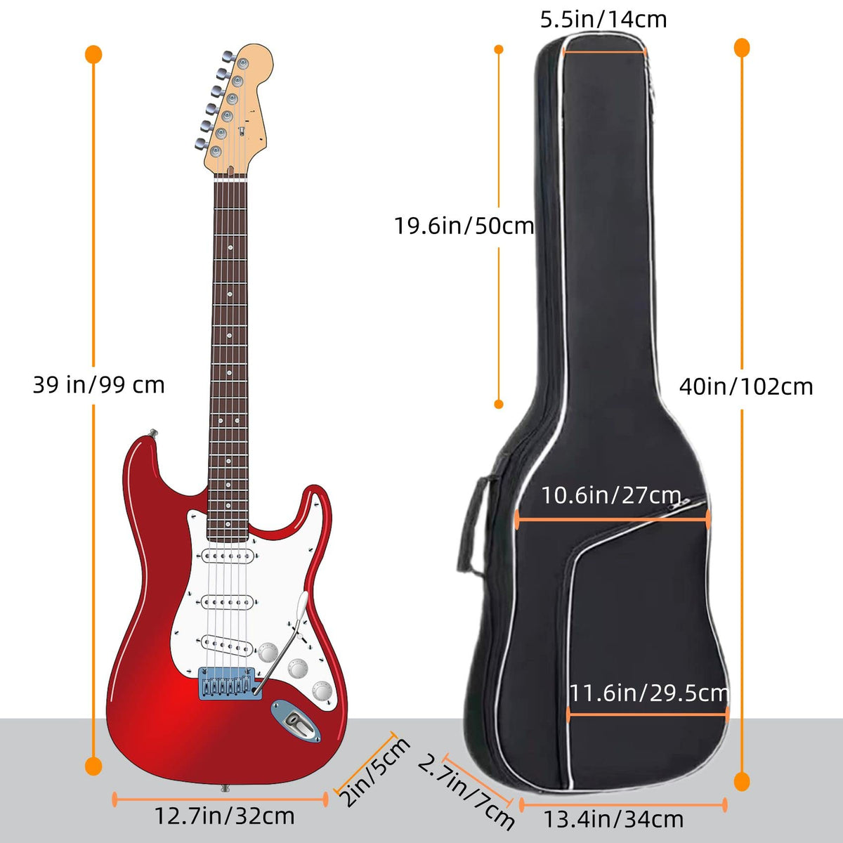 Electric Guitar Bag 8mm Thick Padding with Neck Strap K92577
