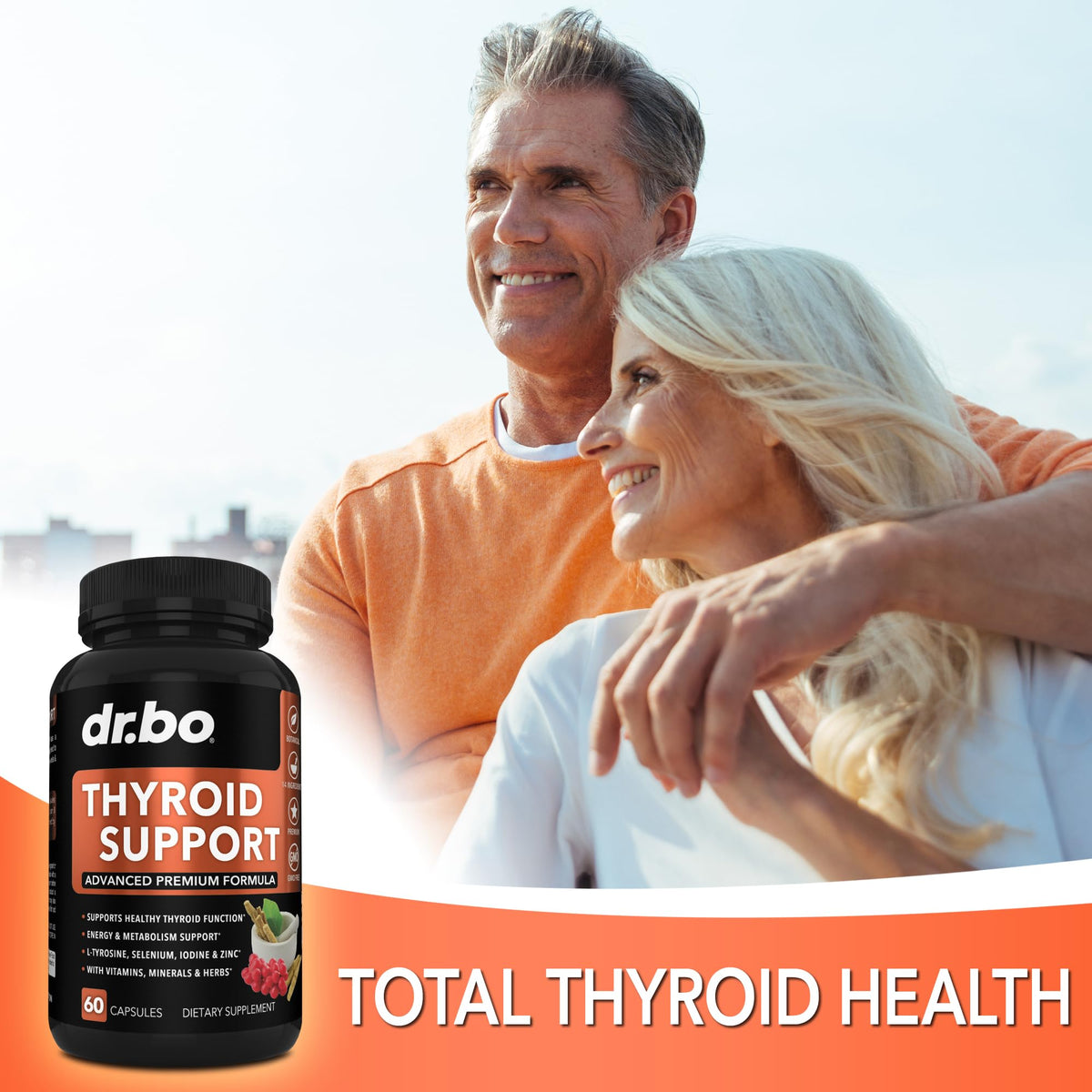 Thyroid Support Supplement with L-Tyrosine Selenium Iodine Zinc Bladderwrack Kelp Ashwagandha 60 Pills F662