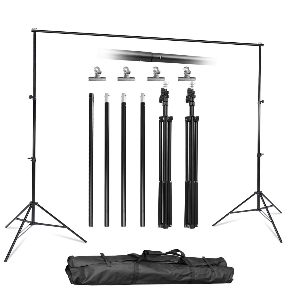 6.5x10FT Portable Backdrop Stand Kit with 4 Steel Clamps Carrying Bag C306389