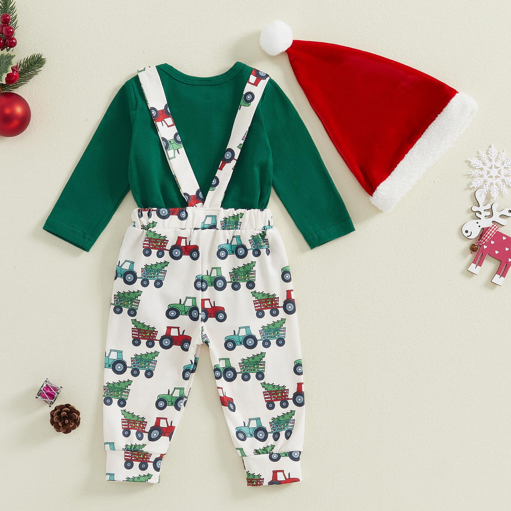 St Patricks Day Baby Boy Outfit Romper Onesie Suspender Pants Set With Beanie Hat D961958