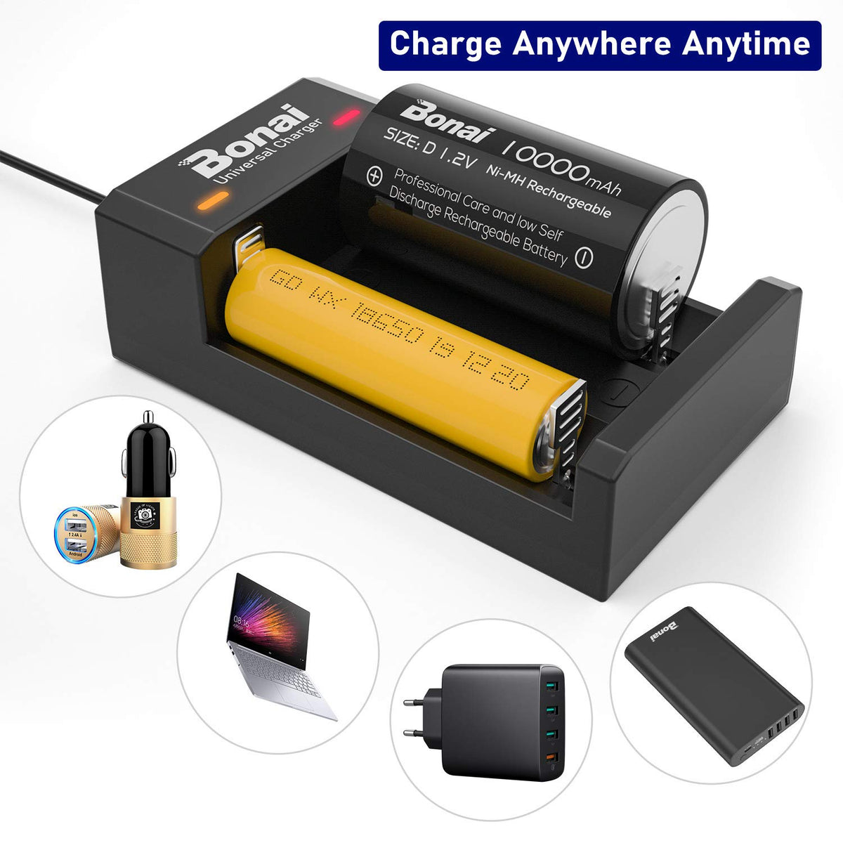 Battery Charger for AA AAA C D Rechargeable Batteries H907233