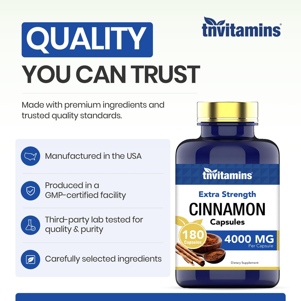 Cinnamon Capsules 4,000 mg Equivalent 180 Capsules V6003