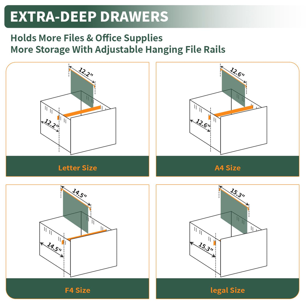 3 Drawer Black Steel File Cabinet with Lock M841