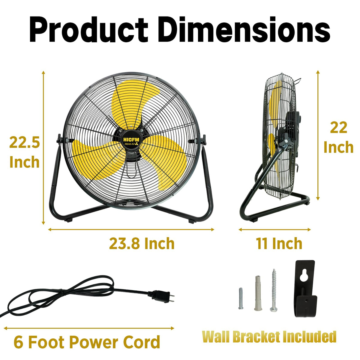 20" 6200 CFM High Velocity Metal Floor Fan F95462