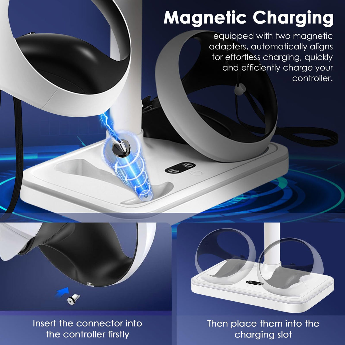 Charging Stand for PlayStation VR2 with Controller Charging Dock and Type-C Cable T5912