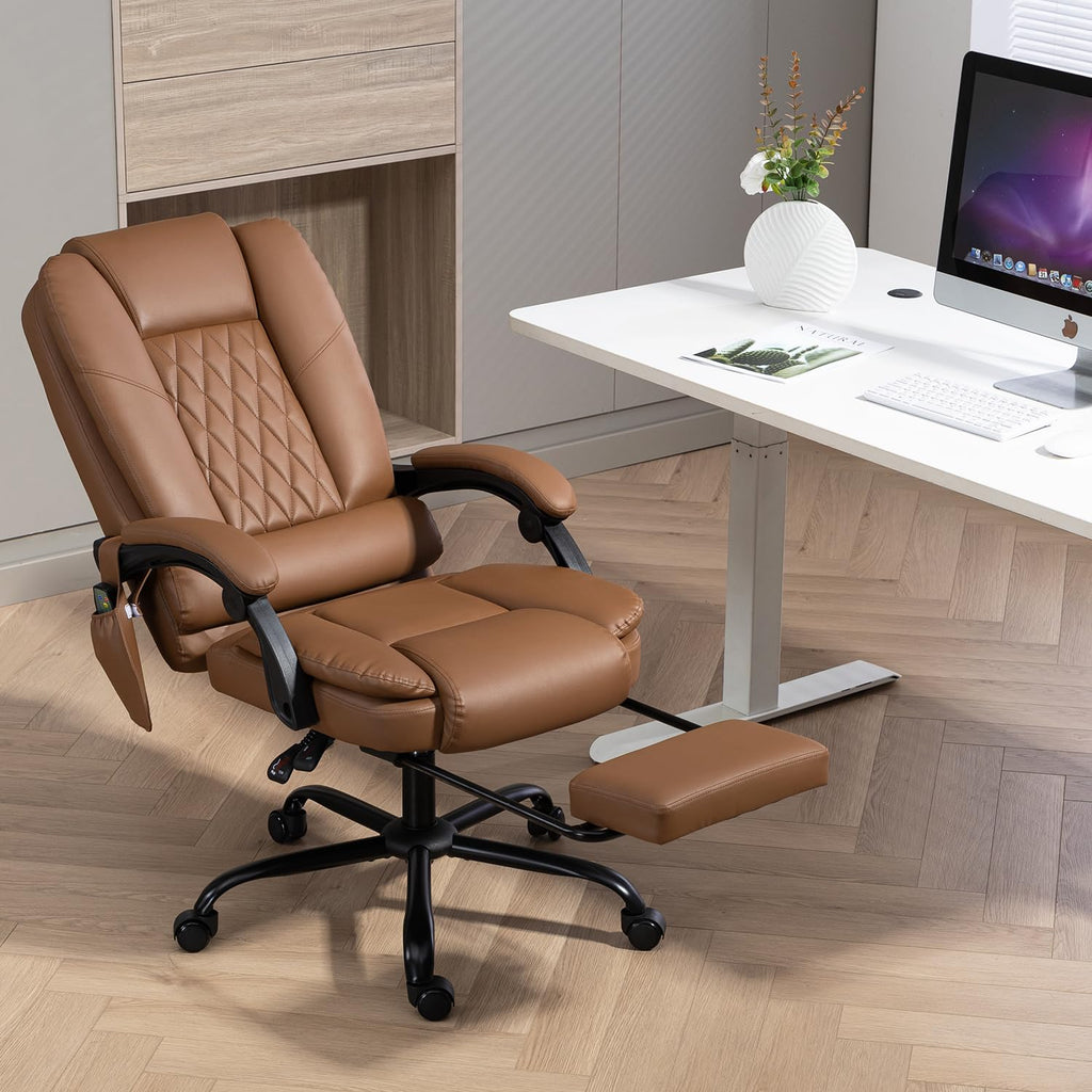 Brown Heated Massage Office Chair with Lumbar Support P7147