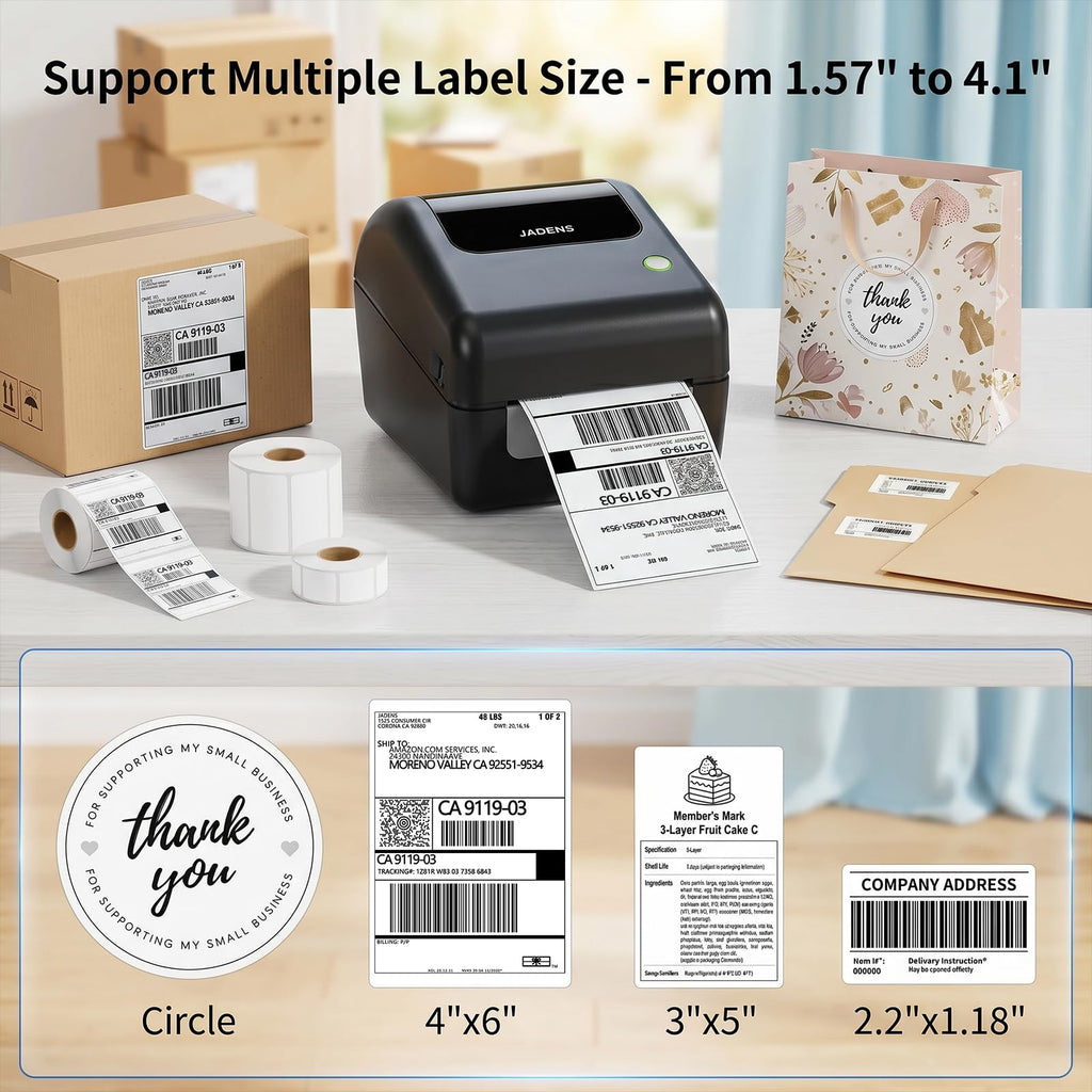 Bluetooth Thermal Shipping Label Printer with Built-in Label Bin, Wireless 4x6, Black S109